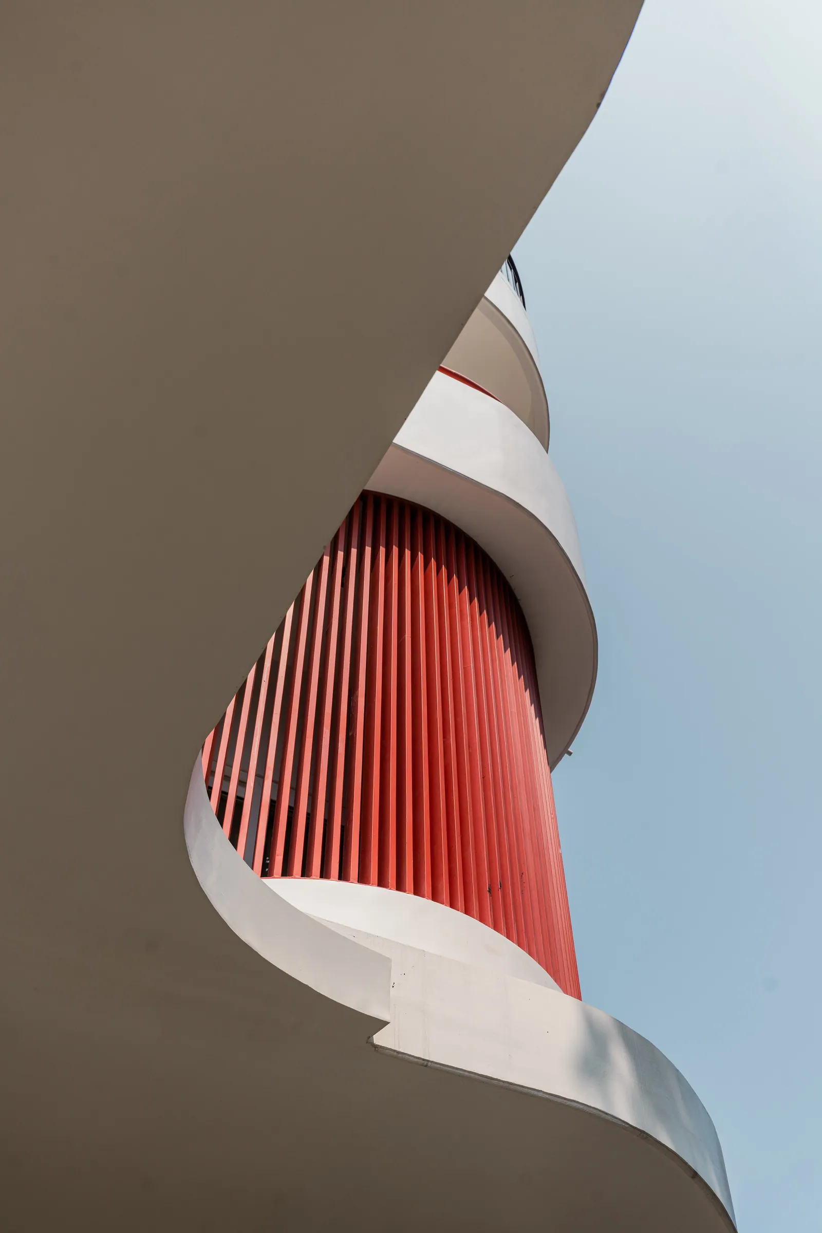 The curve of the stair, seen from below